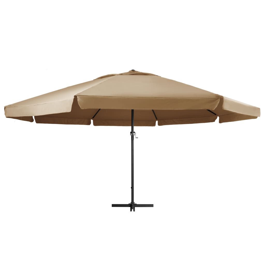 vidaXL Градински чадър с алуминиев прът, 600 см, таупе