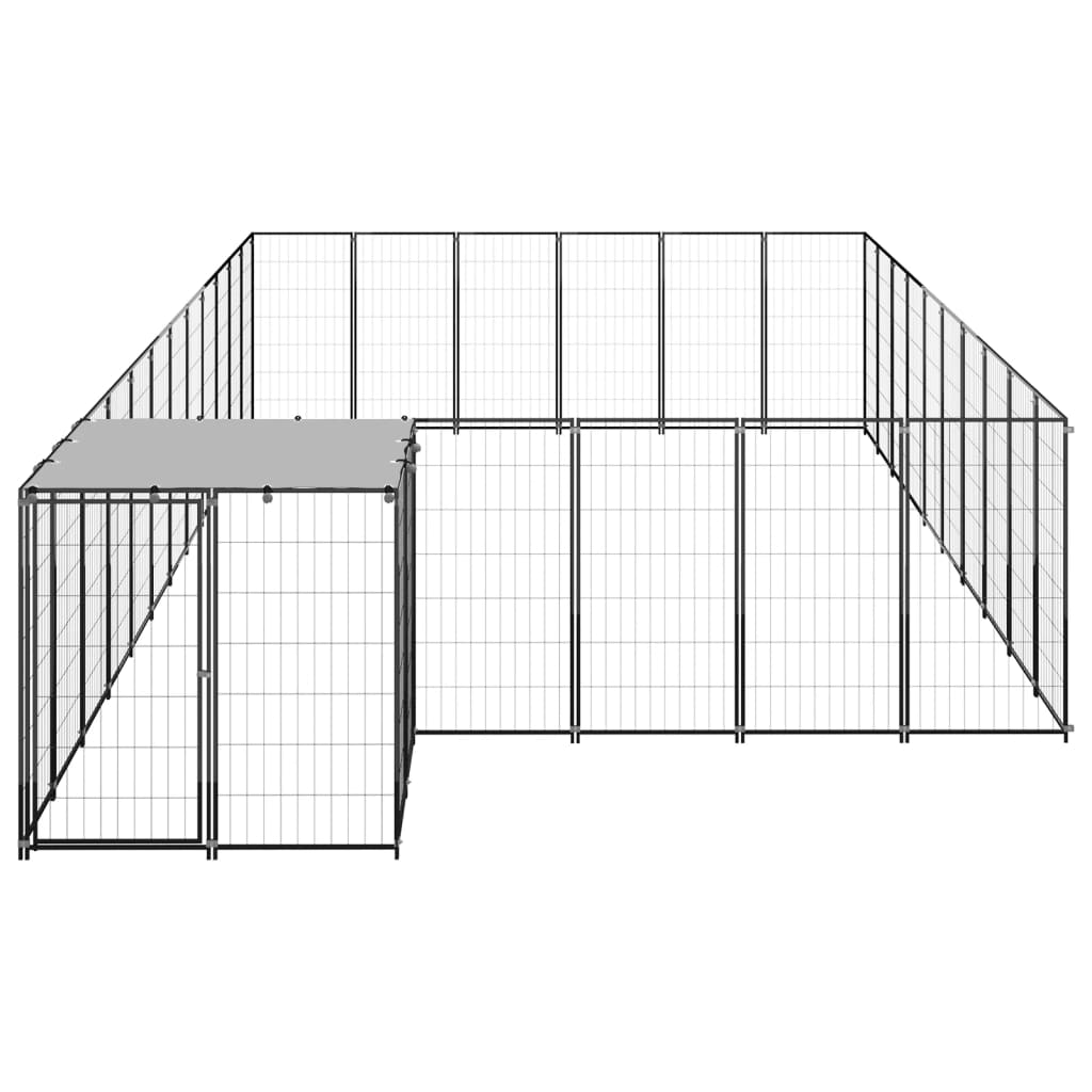 vidaXL Клетка за кучета, черна, 19,36 м², стомана