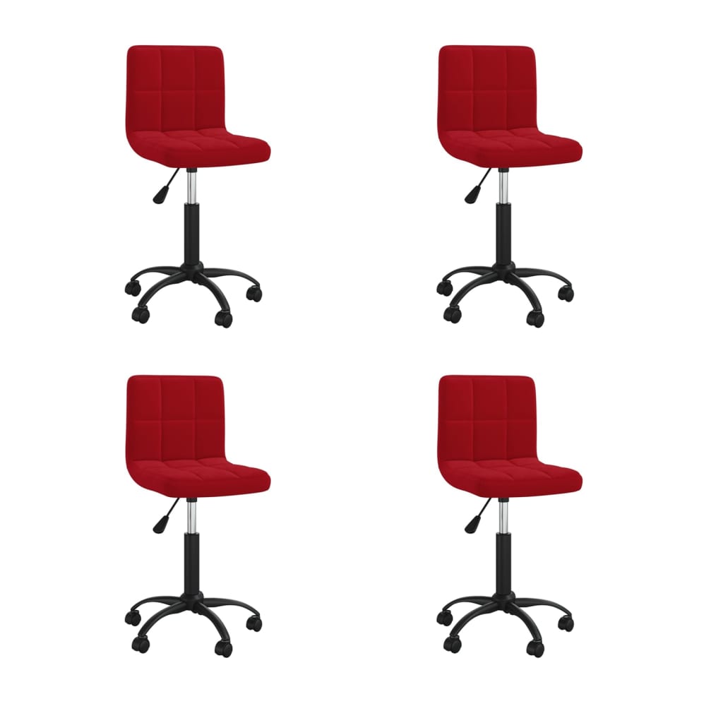 vidaXL Въртящи трапезни столове, 4 бр, виненочервени, кадифе