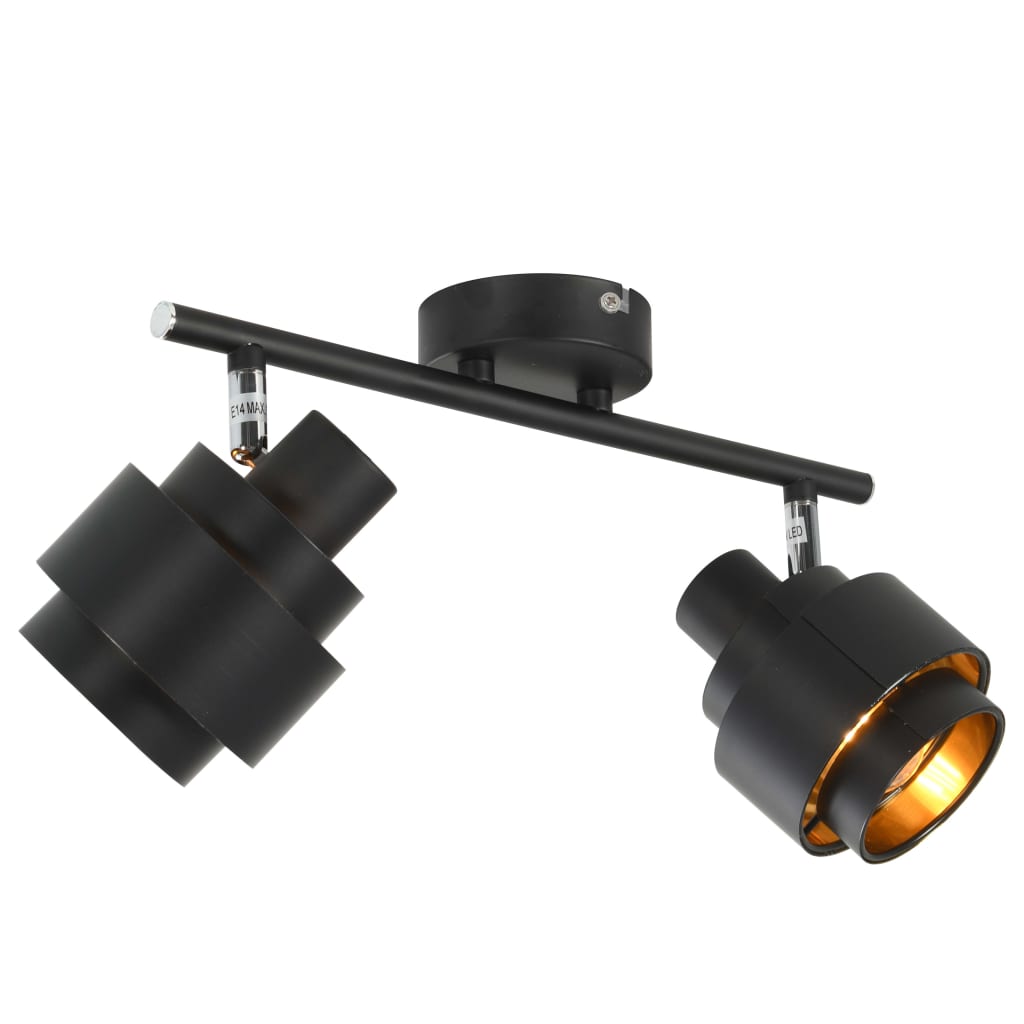 vidaXL 2-посочна спот лампа, черна, E14