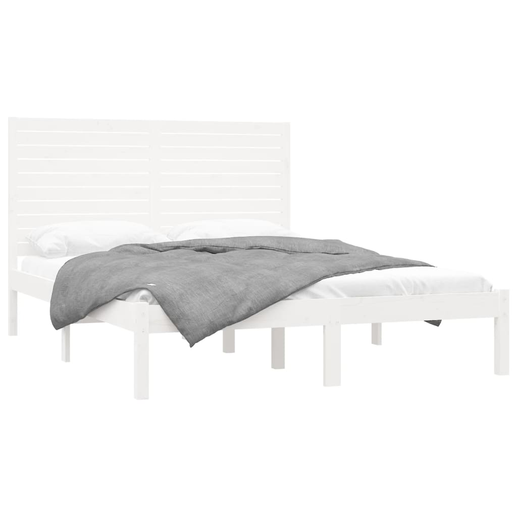 vidaXL Рамка за легло, бяла, дърво масив, 160х200 см