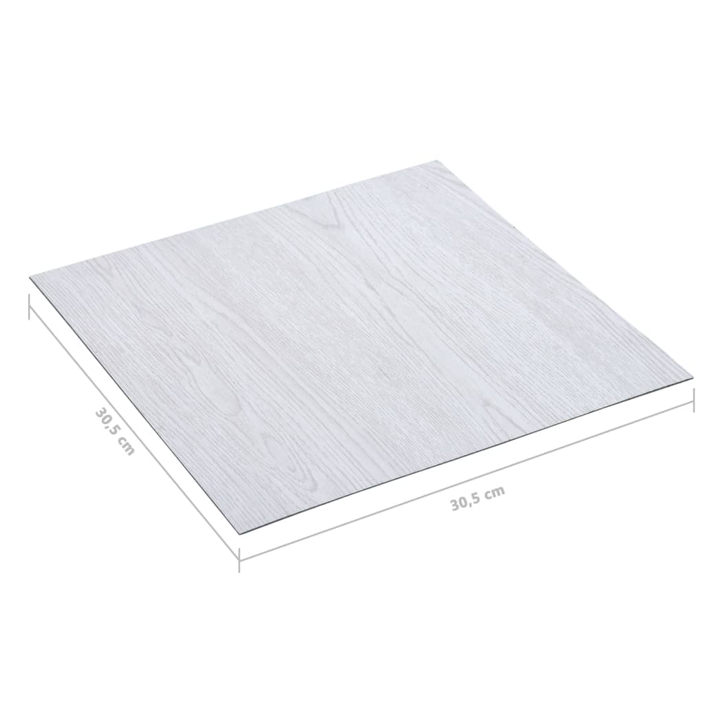 vidaXL Самозалепващи подови дъски, 5,11 м², PVC, бели