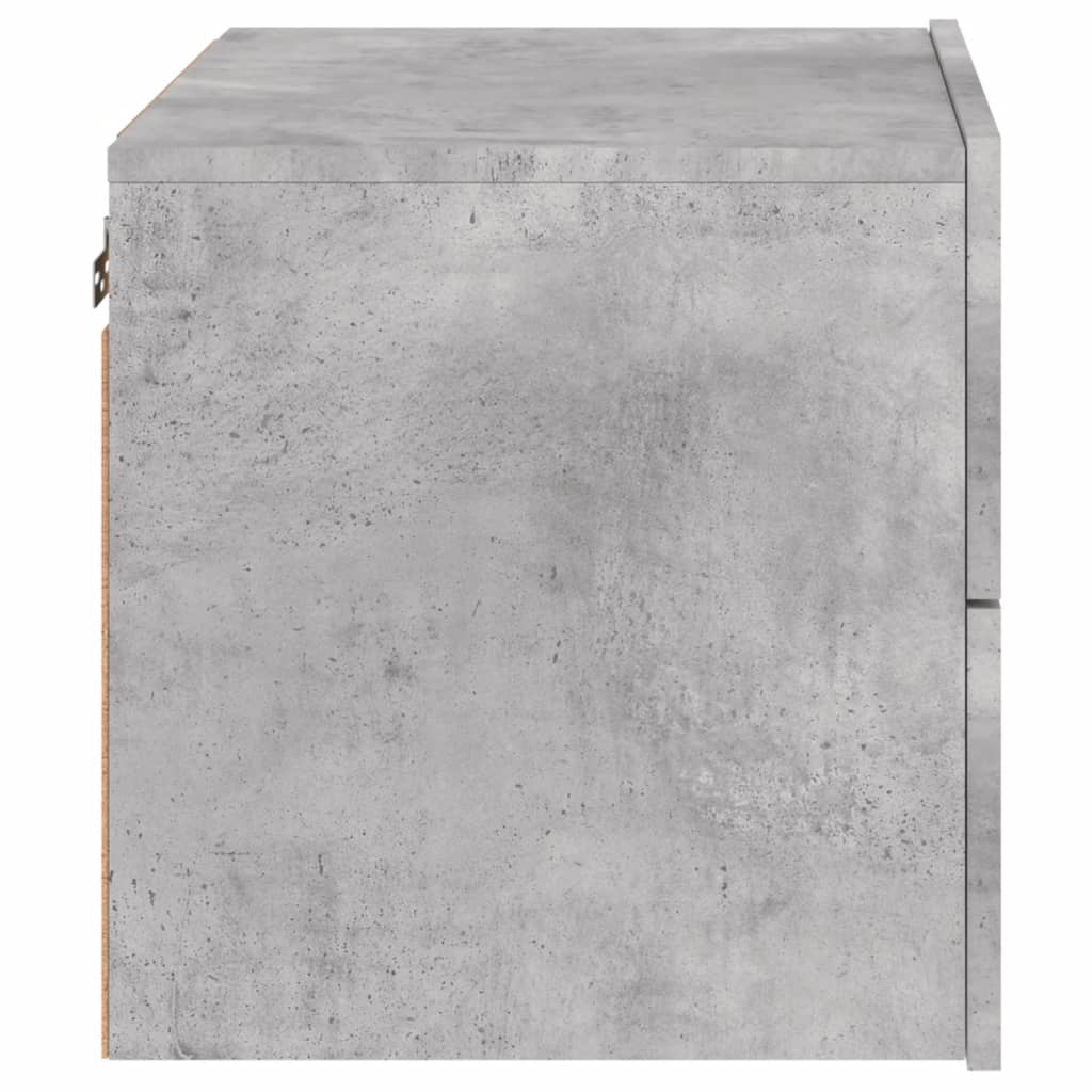 vidaXL Нощно шкафче за стена с LED осветление, бетонно сиво