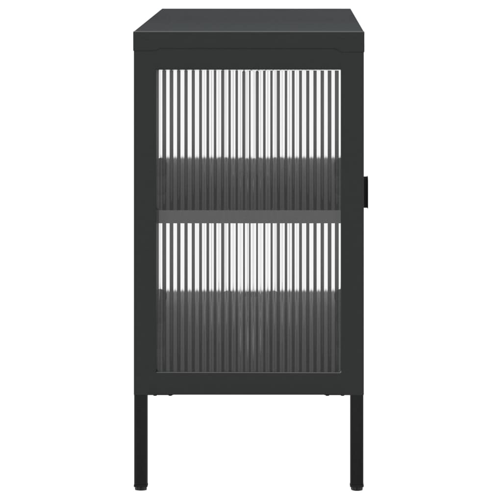 vidaXL Сайдборд, черен, 105x35x70 см, стъкло и стомана