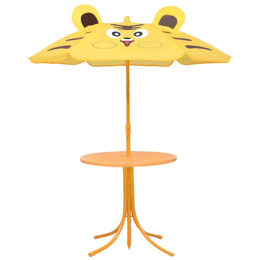 vidaXL Детски градински бистро комплект от 3 части, с чадър, жълт