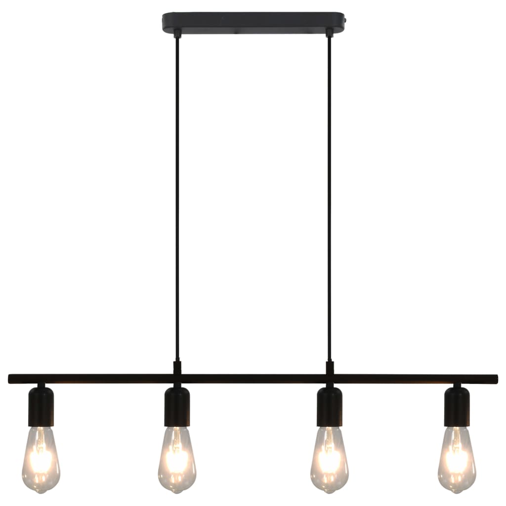 vidaXL Таванна лампа с крушки filament, 2 W, черна, 80 см, E27