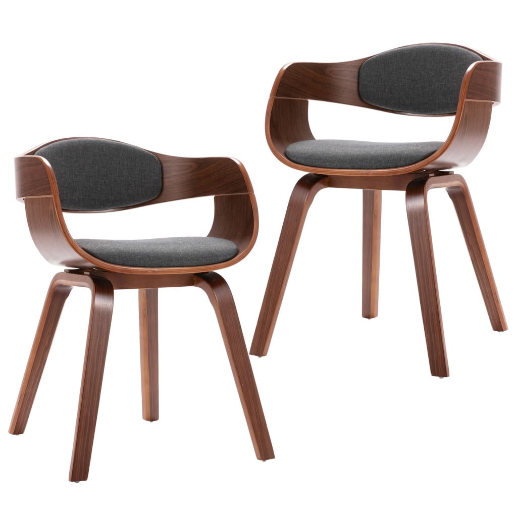 vidaXL Трапезни столове, 2 бр, извито дърво и сив текстил