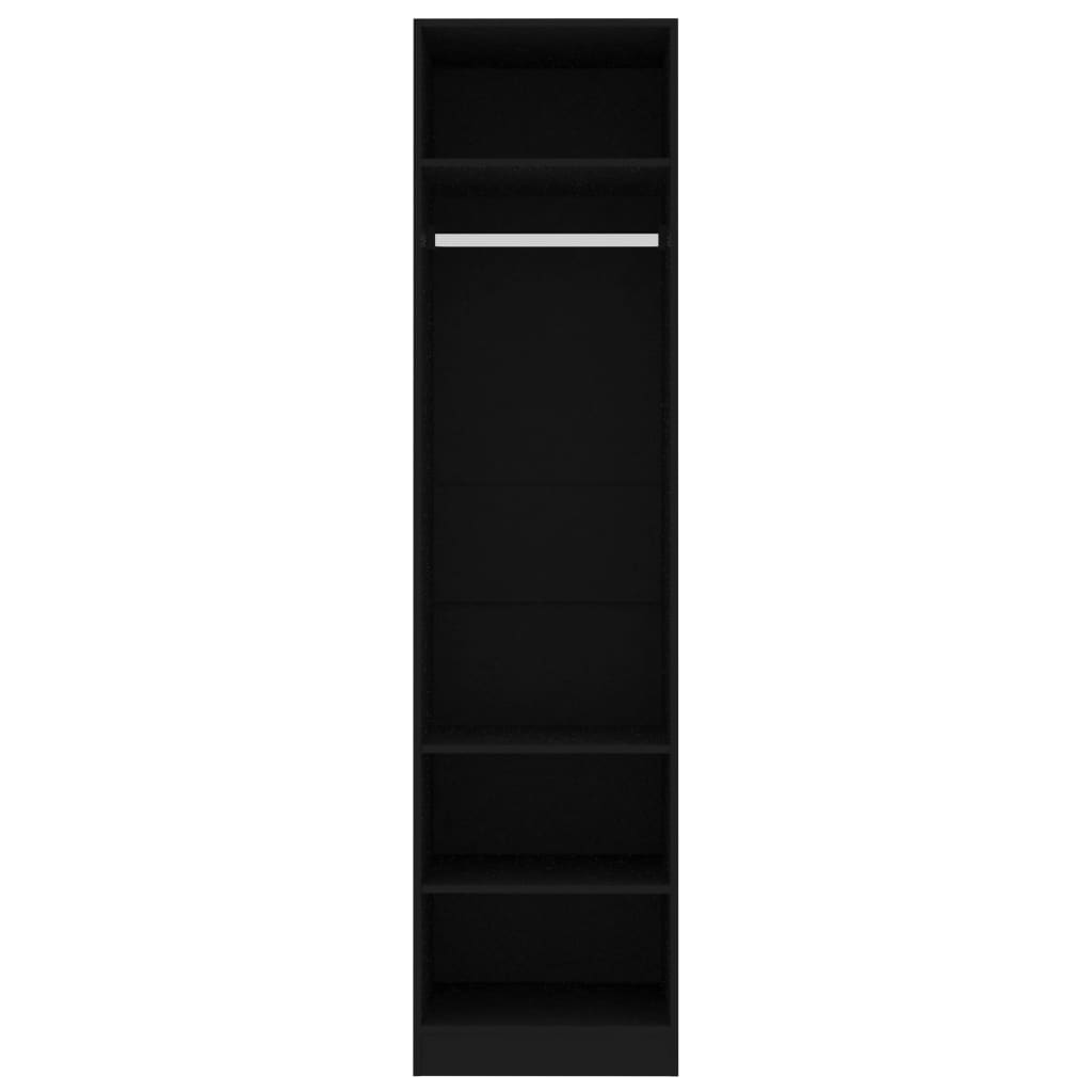 vidaXL Гардероб, черен, 50x50x200 см, ПДЧ