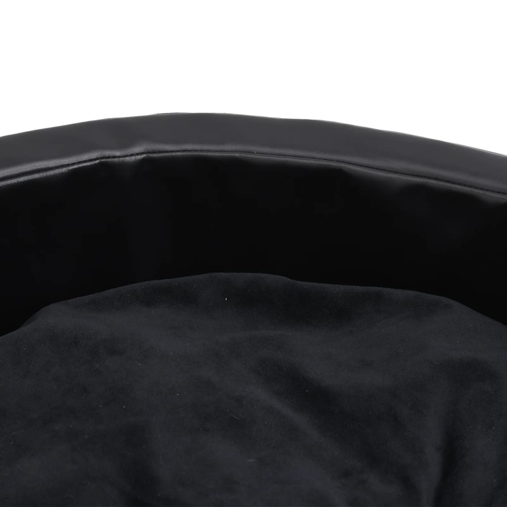 vidaXL Кучешко легло, черно, 69x59x19 см, плюш и изкуствена кожа