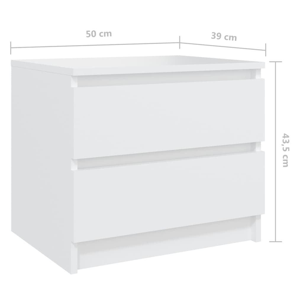 vidaXL Нощно шкафче, бялo, 50x39x43,5 см, ПДЧ
