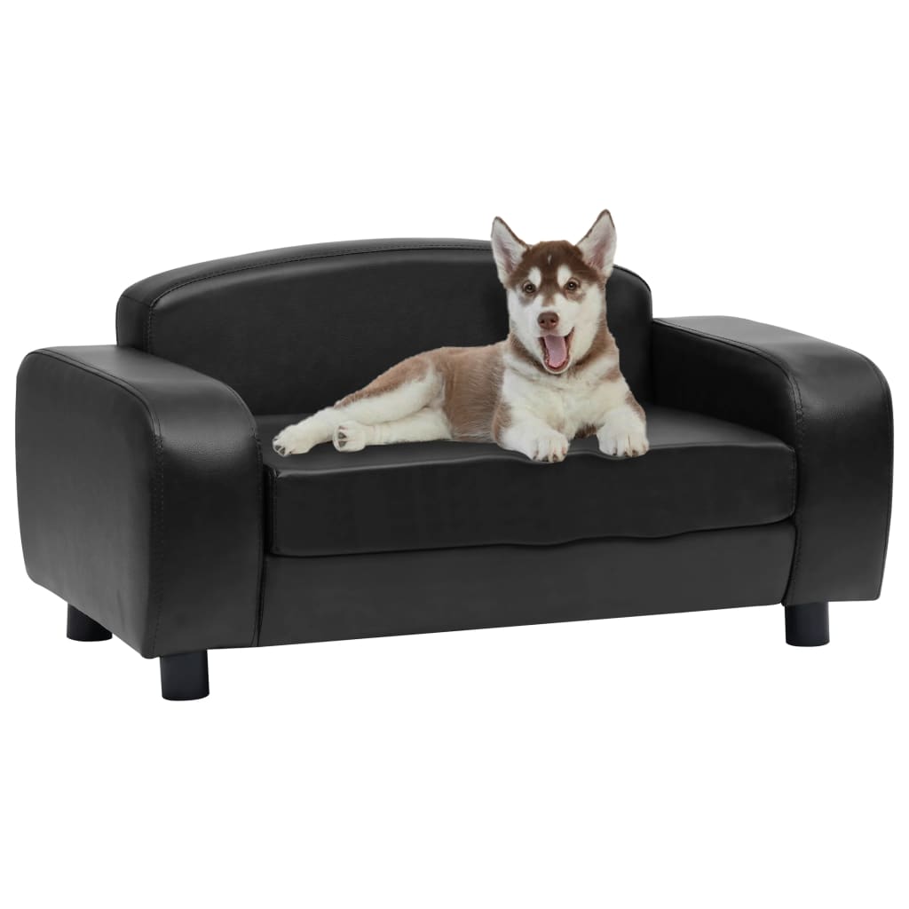 vidaXL Кучешки диван, черен, 80x50x40 см, изкуствена кожа