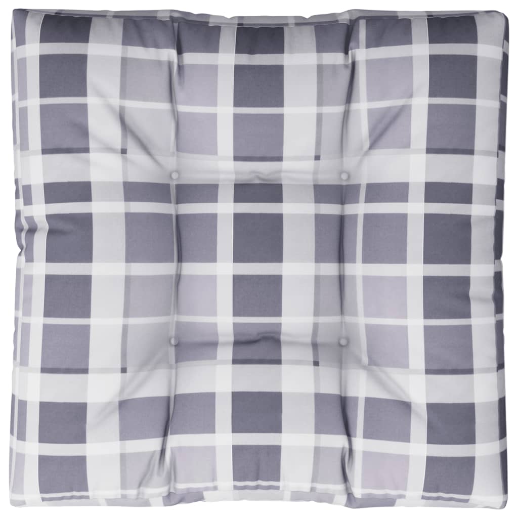 vidaXL Палетна възглавница, сиво каре, 80x80x12 см, текстил