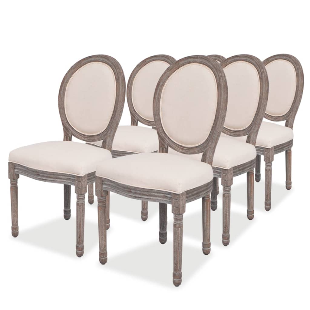 vidaXL Трапезни столове, 6 бр, кремави, текстил