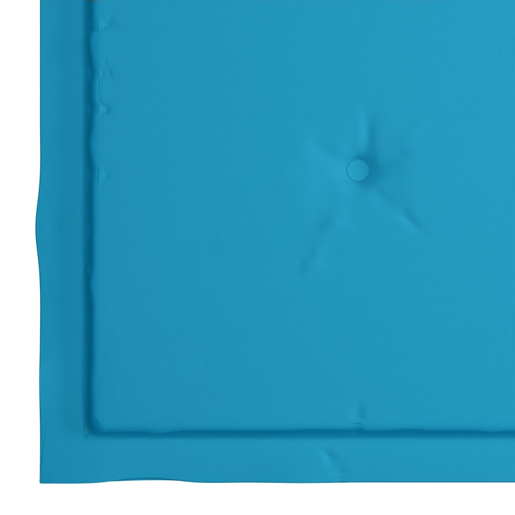 vidaXL Бистро комплект от 3 части, със сини възглавници, тик масив