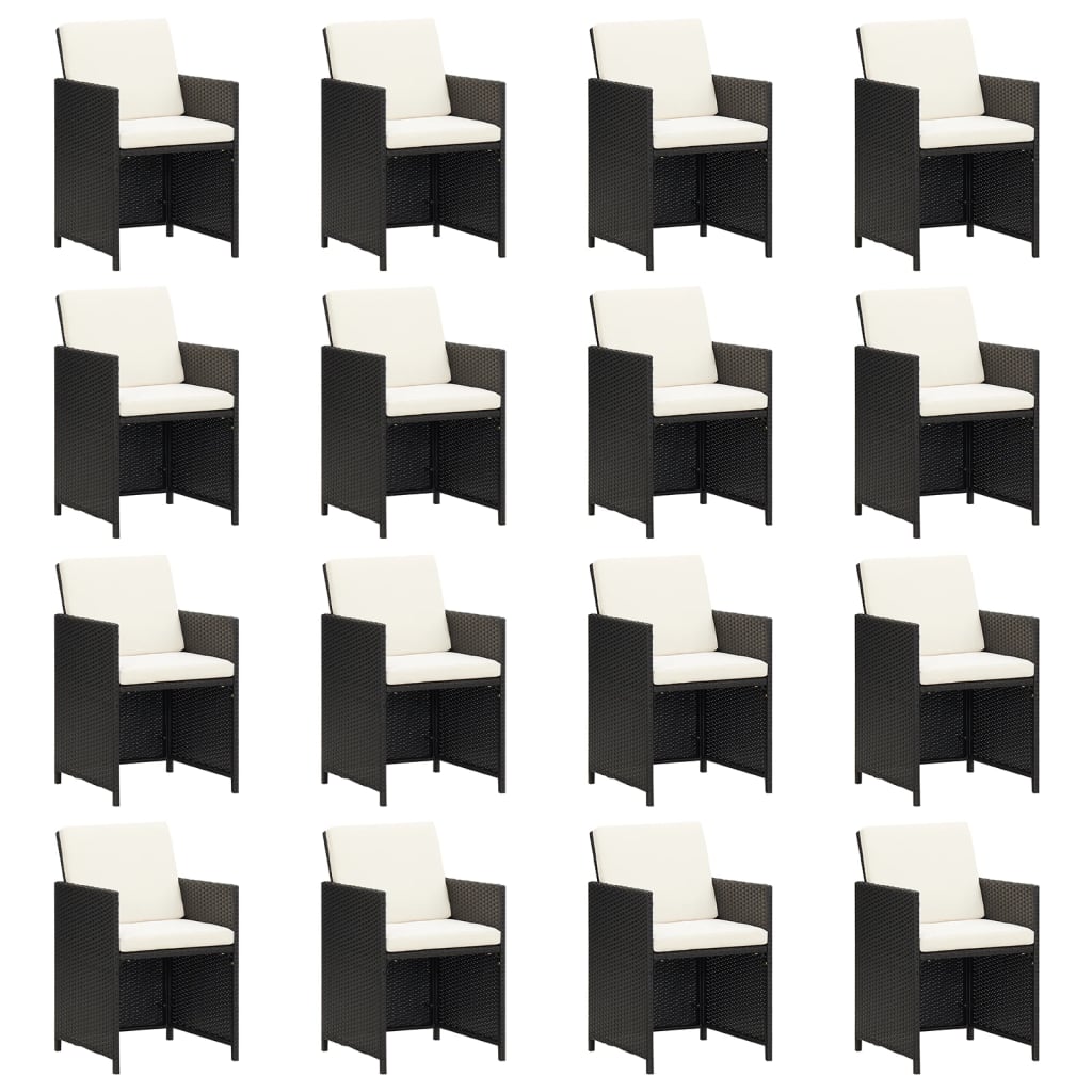 vidaXL Градински комплект с възглавници 21 части полиратан черен