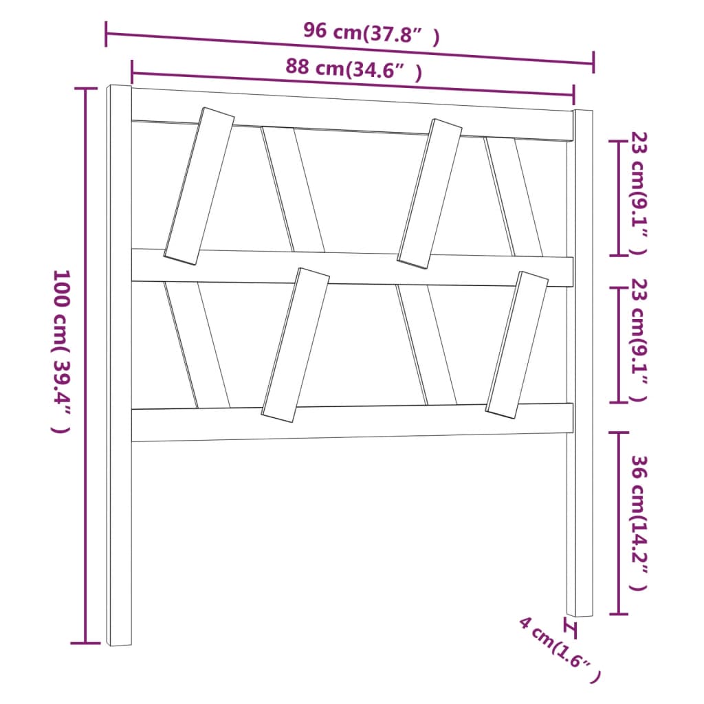 vidaXL Горна табла за легло, 96x4x100 см, бор масив