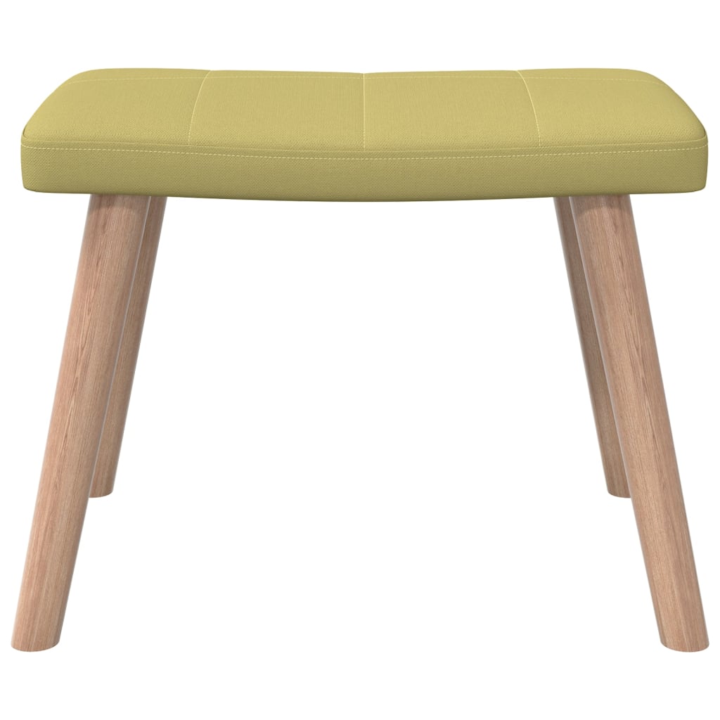 vidaXL Релаксиращ стол с табуретка, зелен, плат