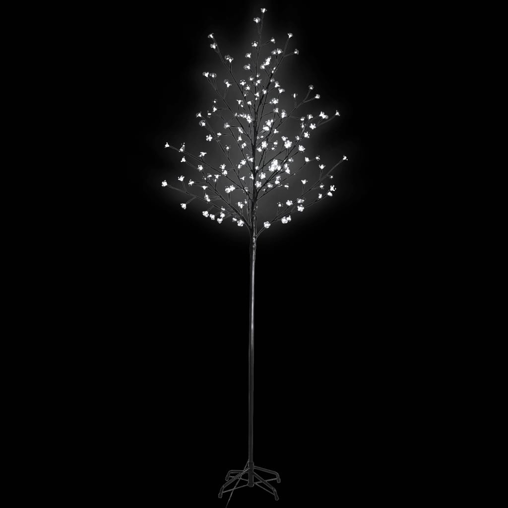vidaXL Коледно дърво, LED бяла светлина, разцъфнала череша, 180 см