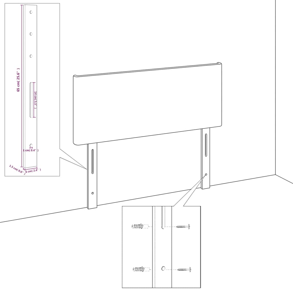 vidaXL Горна табла за легло с уши, розова, 147x23x118/128 см, кадифе