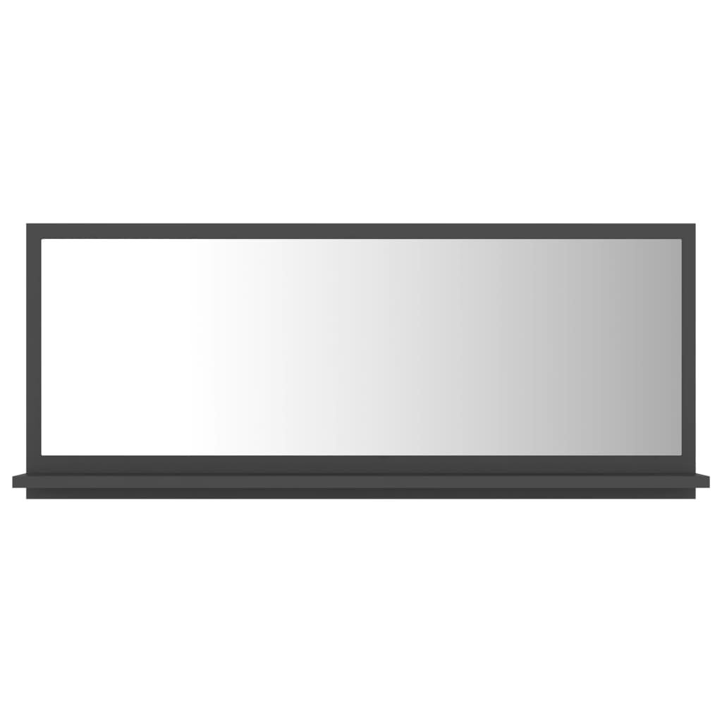 vidaXL Огледало за баня, сиво, 90x10,5x37 см, ПДЧ