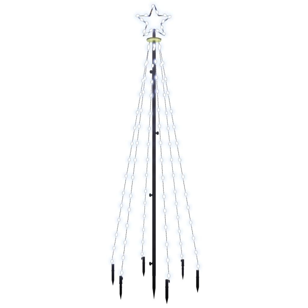 vidaXL Коледна елха с шип, студено бяло, 108 LED, 180 см