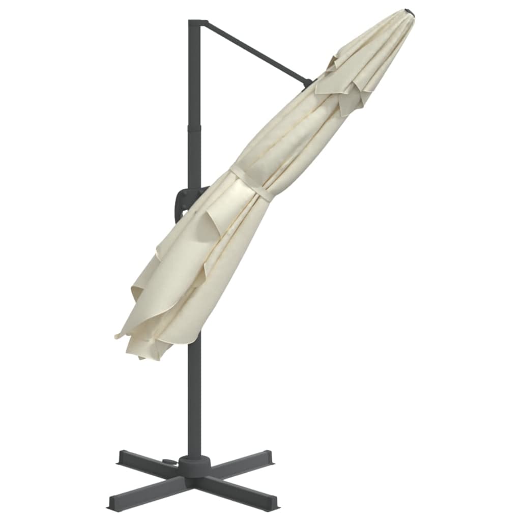 vidaXL Конзолен чадър с алуминиев прът, пясъчнобял, 400x300 см