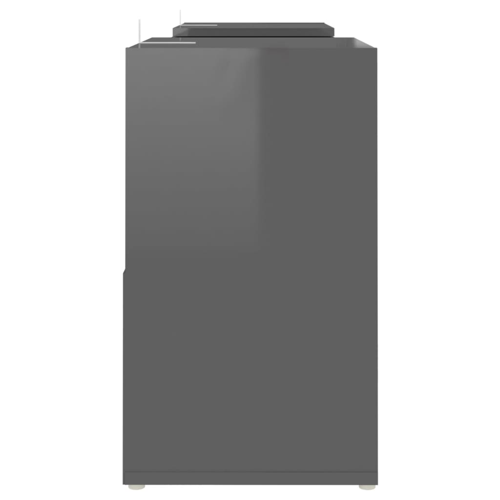 vidaXL ТВ шкаф, сив гланц, 104x30x52 см, ПДЧ