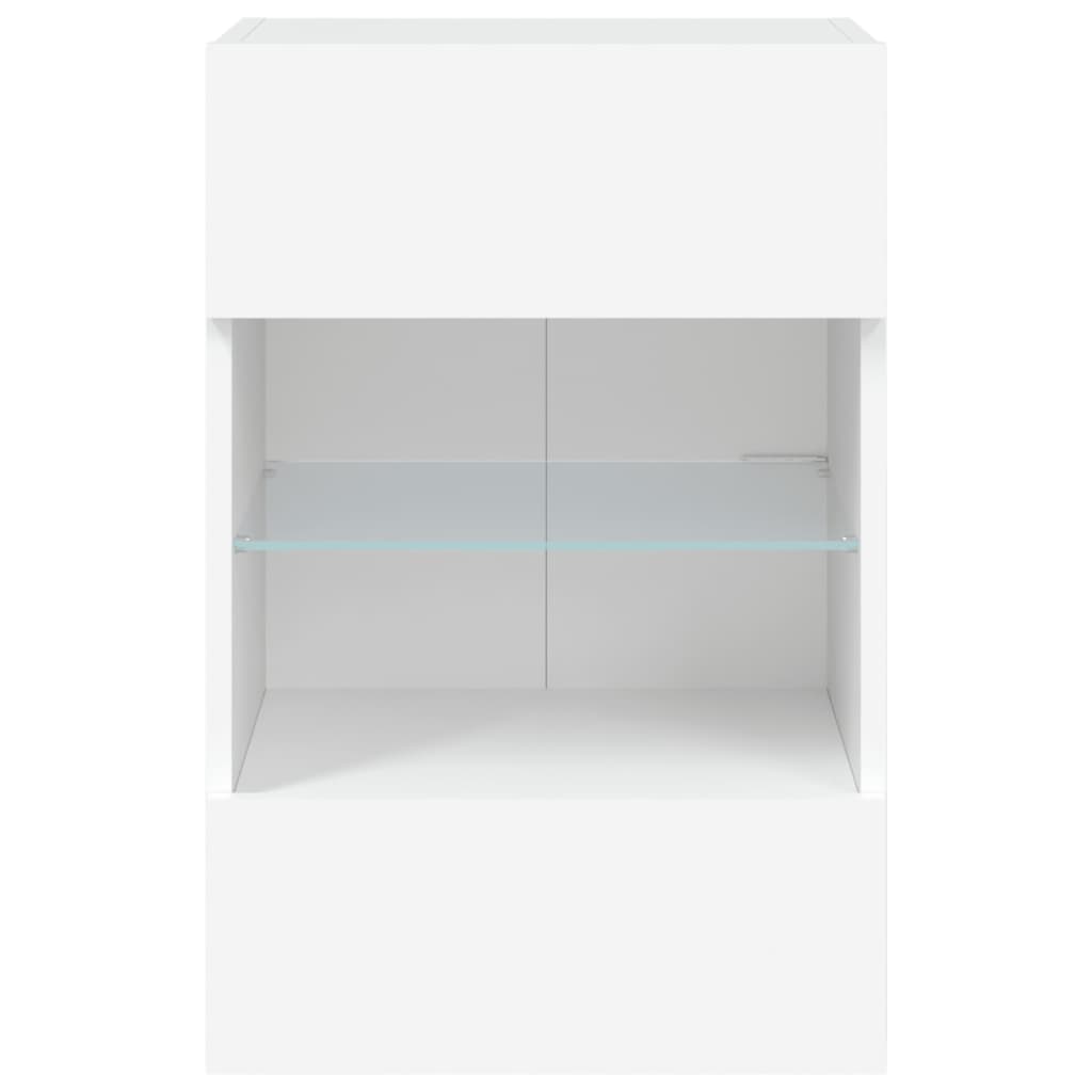vidaXL Стенен ТВ шкаф с LED осветление, бял, 40x30x60,5 см