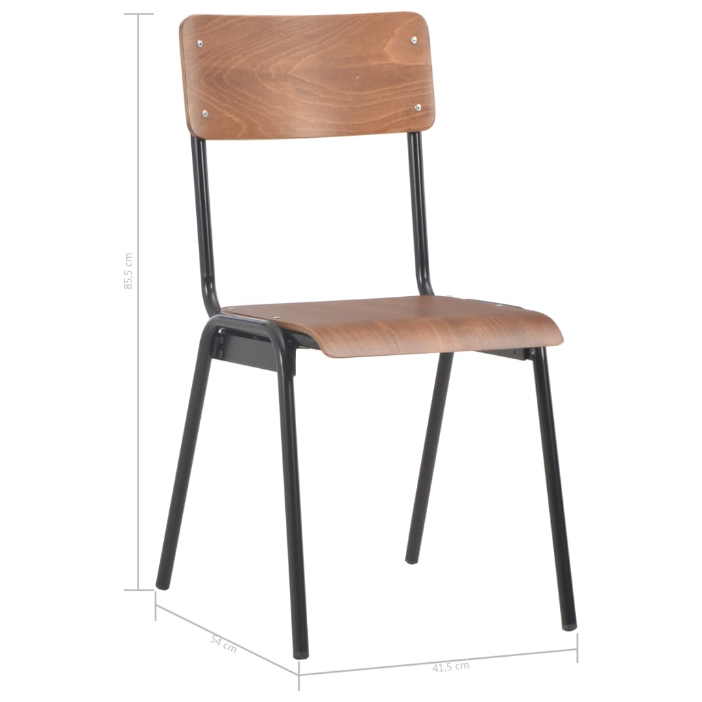 vidaXL Трапезни столове, 2 бр, кафяви, твърд шперплат, стомана