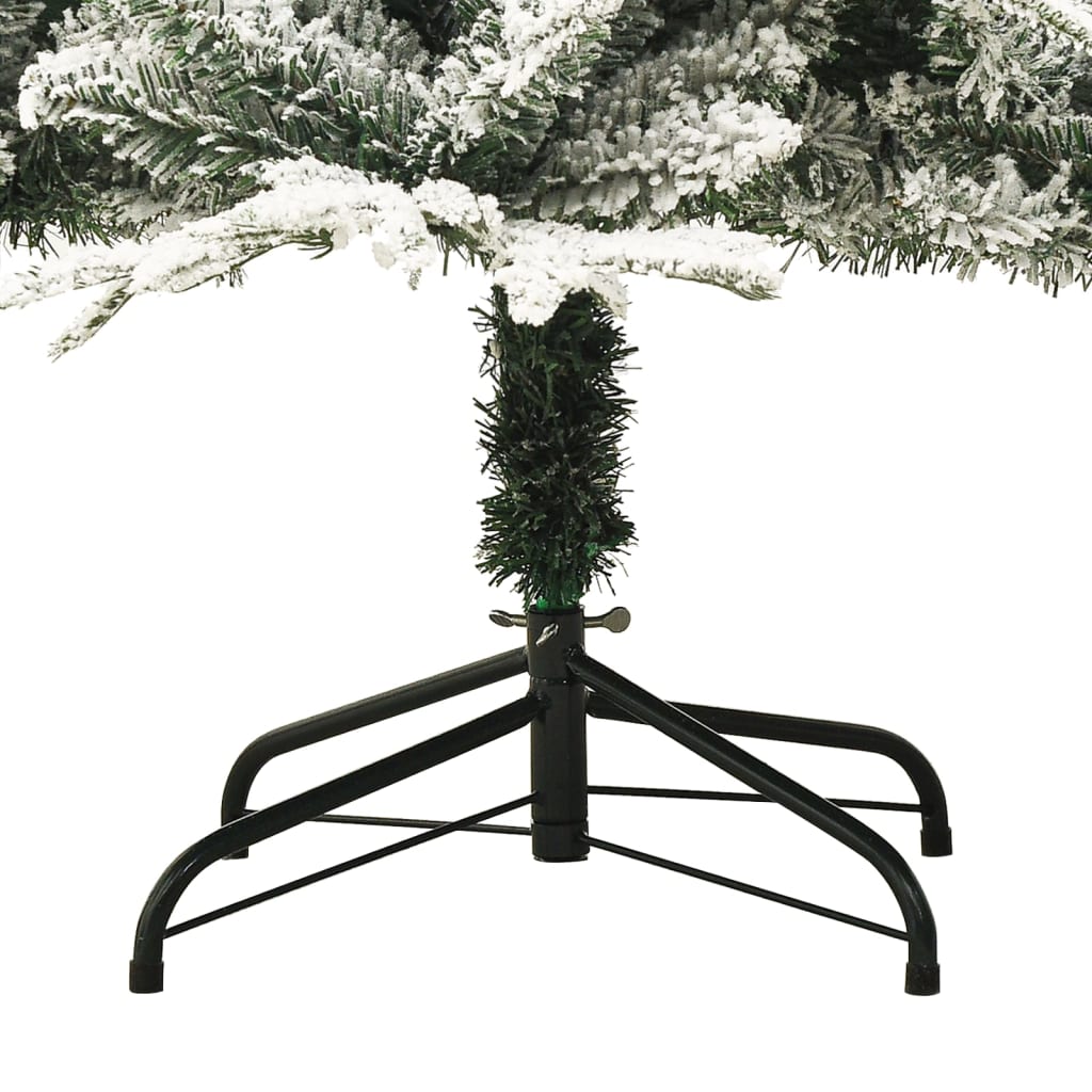 vidaXL Изкуствена коледна елха с флокиран сняг зелена 150 см PVC и PE