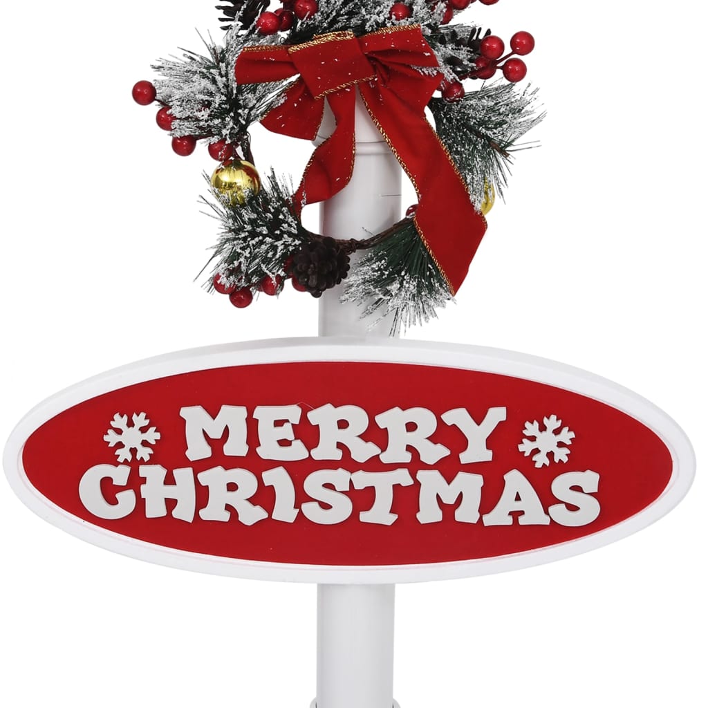 vidaXL Улична лампа с Дядо Коледа, бяло и червено, 81x40x188 см, PVC