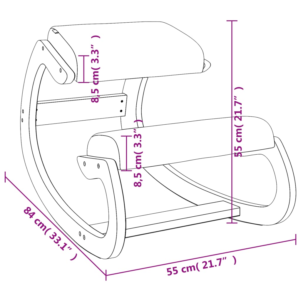 vidaXL Стол с опора за колене, черен, 55x84x55 см, шперплат от бреза