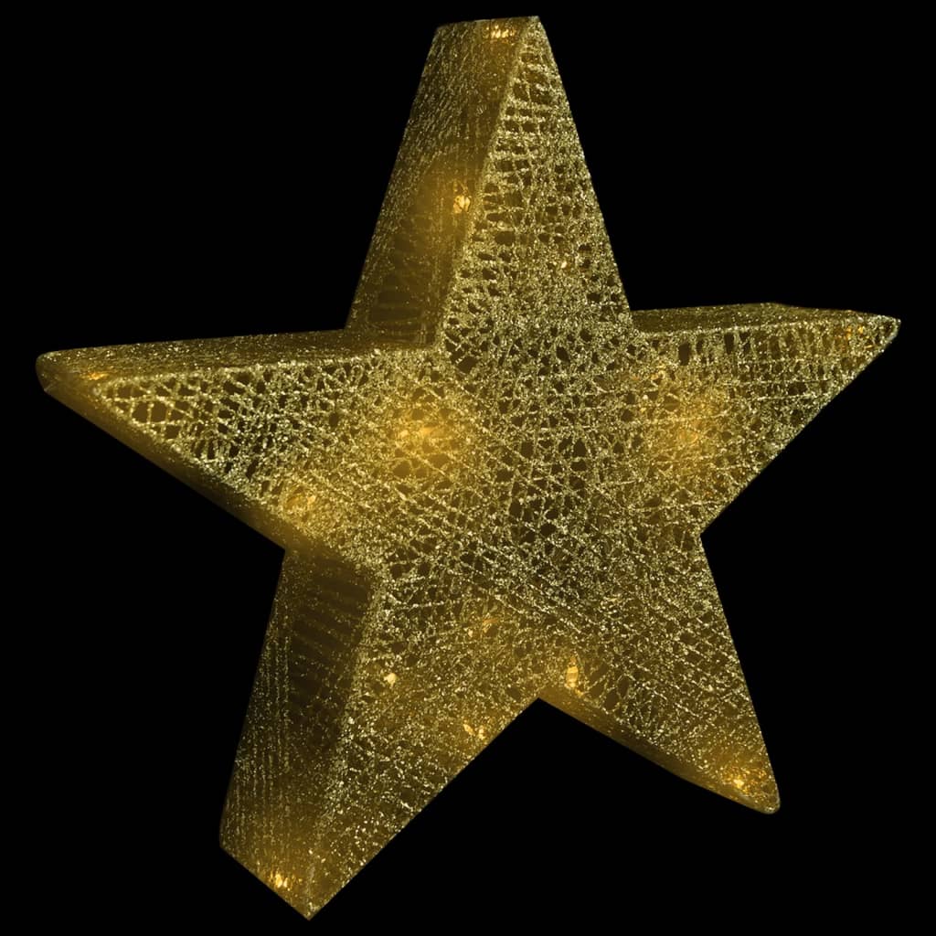 vidaXL Коледна украса звезди 3 бр златисти мрежа LED открито/закрито