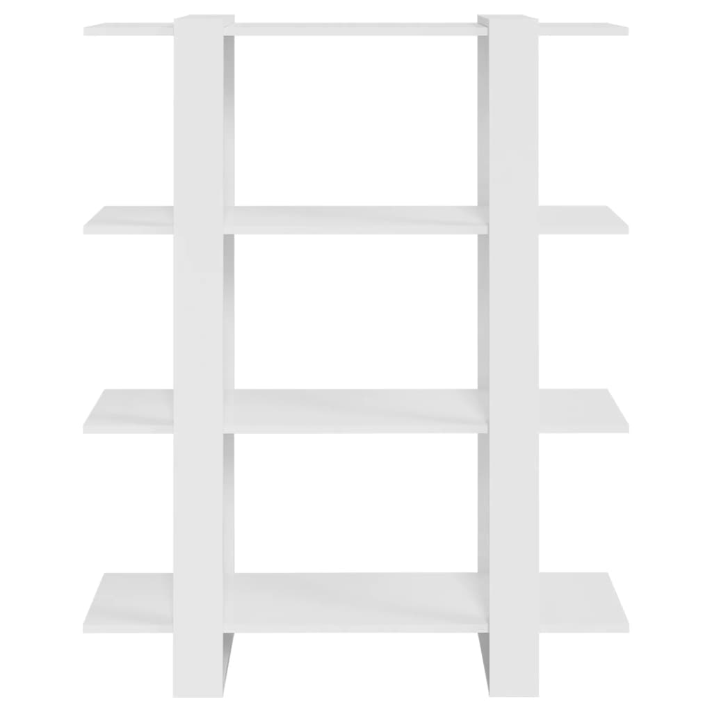 vidaXL Библиотека/разделител за стая, бял гланц, 100x30x123,5 см