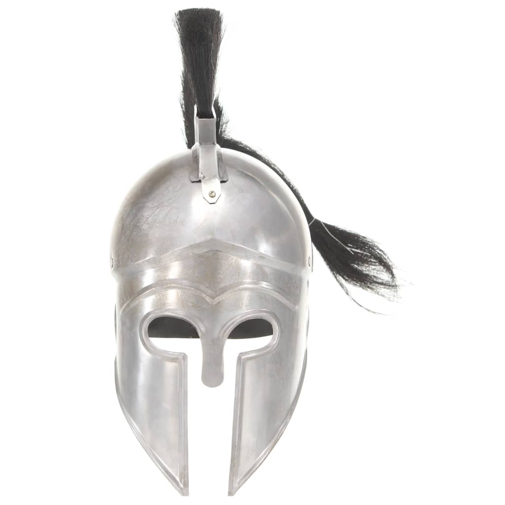 vidaXL Гръцки военен шлем, антична реплика, ЛАРП, сребрист, стомана