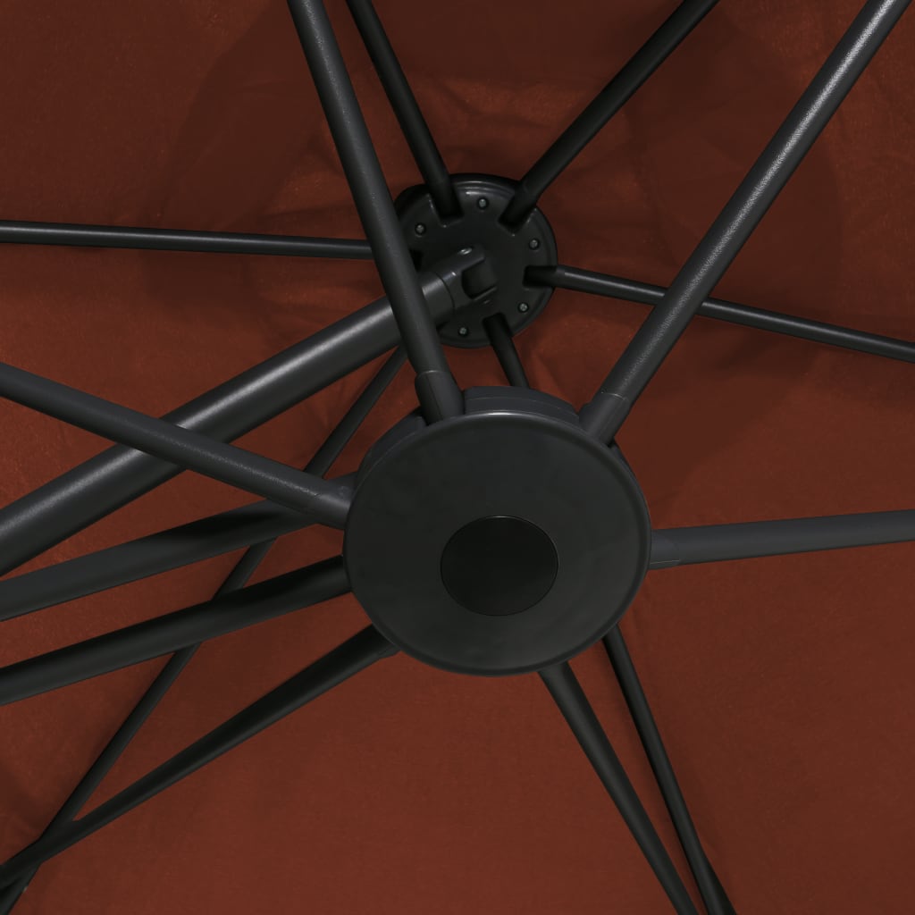 vidaXL Градински чадър със стоманен прът, 300 см, теракота