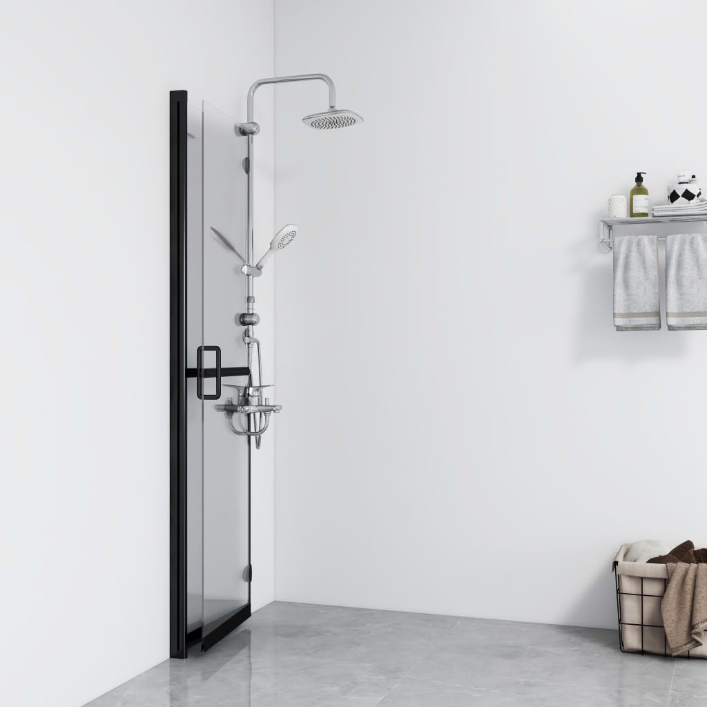vidaXL Сгъваема стена за душ с прозрачно ESG стъкло, 110x190 см