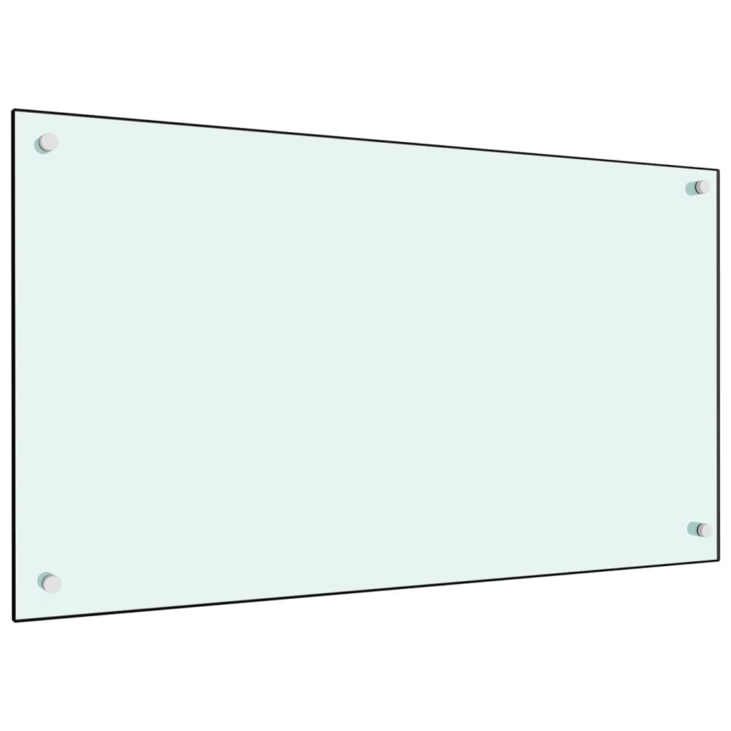 vidaXL Кухненски гръб, бял, 90x50 см, закалено стъкло