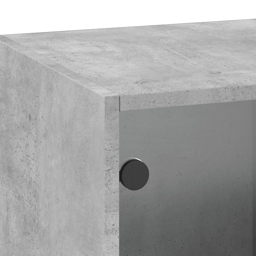 vidaXL Стенен шкаф със стъклени врати, бетонно сив, 35x37x100 см