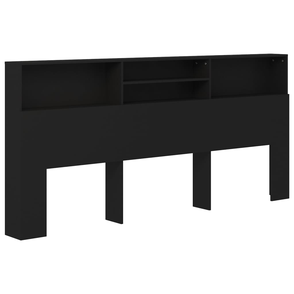 vidaXL Табла за легло тип шкаф, черна, 220x19x103,5 см