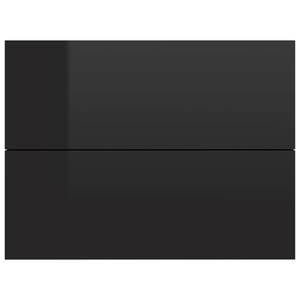 vidaXL Нощно шкафче, черен гланц, 40x30x30 см, ПДЧ