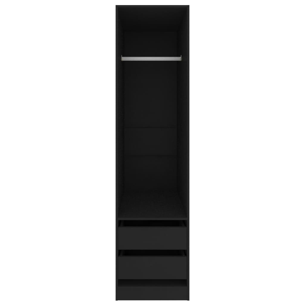 vidaXL Гардероб с чекмеджета, черен, 50x50x200 см, ПДЧ