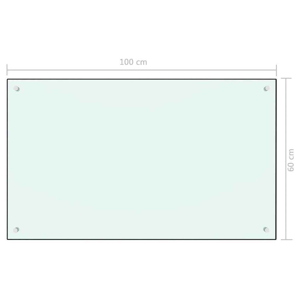 vidaXL Кухненски гръб, бял, 100x60 см, закалено стъкло