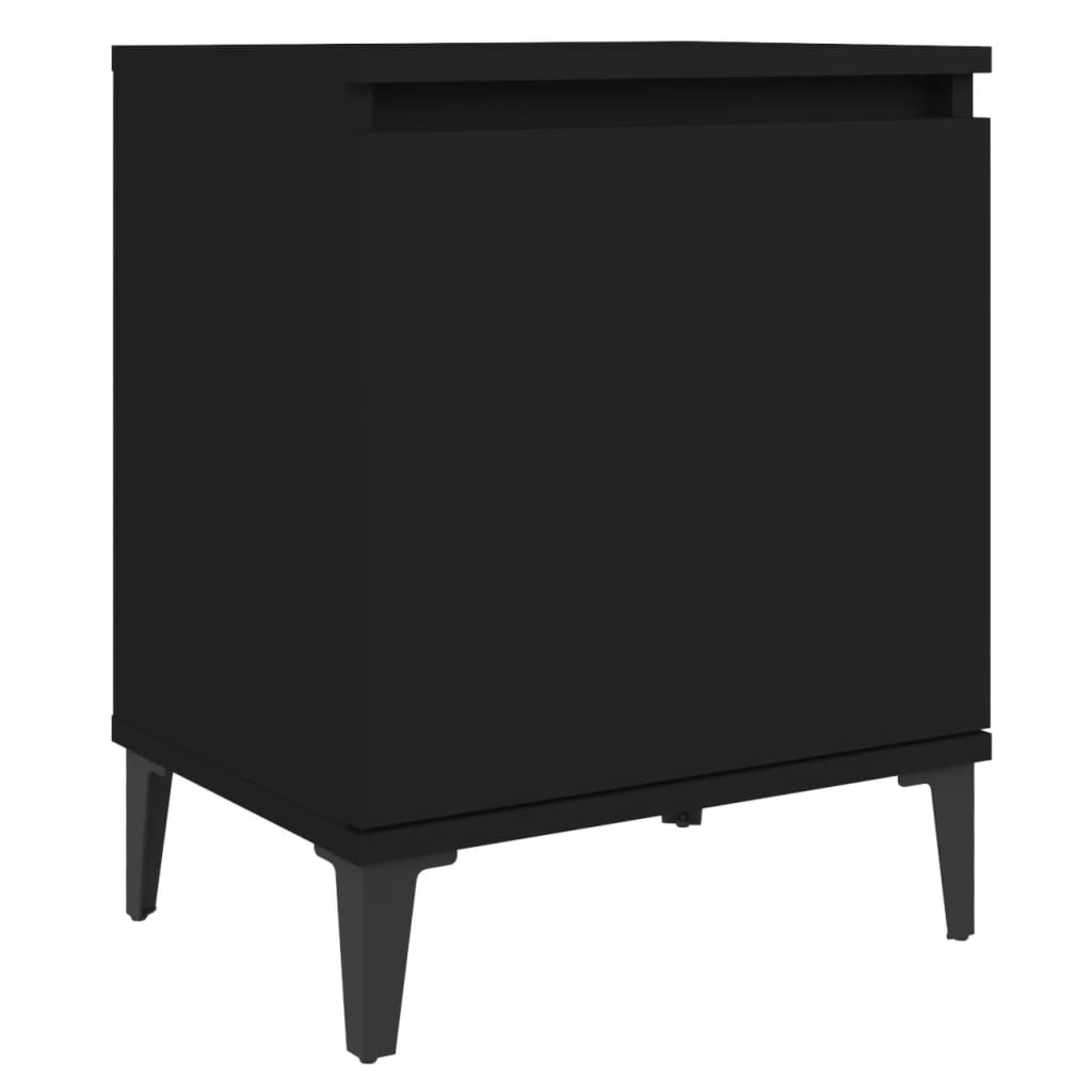 vidaXL Нощни шкафчета с метални крака, черни, 40x30x50 см