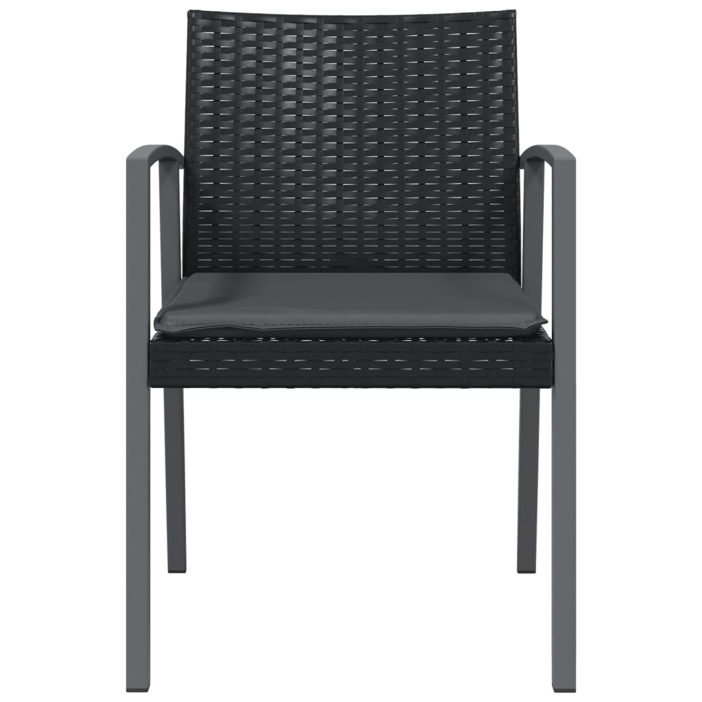 vidaXL Градински стол с възглавници 2 бр черни 56,5x57x83 см полиратан