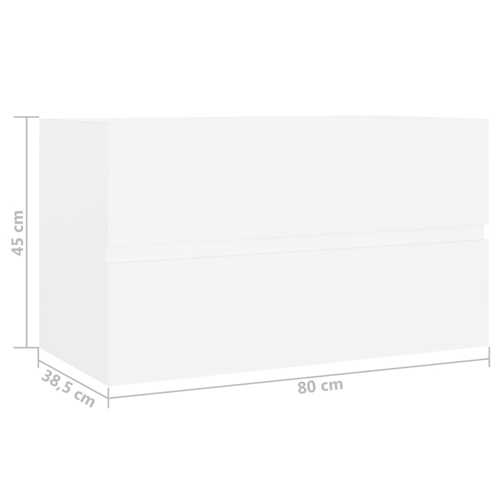 vidaXL Долен шкаф за мивка, бял, 80x38,5x45 см, ПДЧ