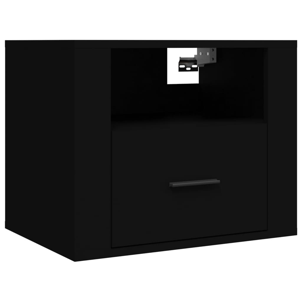 vidaXL Нощни шкафчета за стенен монтаж, 2 бр, черни 50x36x40 см