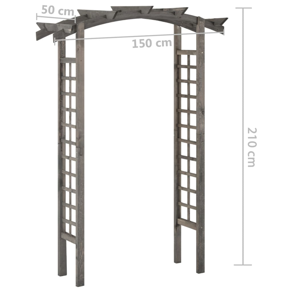 vidaXL Градинска арка, 150x50x210 см, бор със сива импрегнация