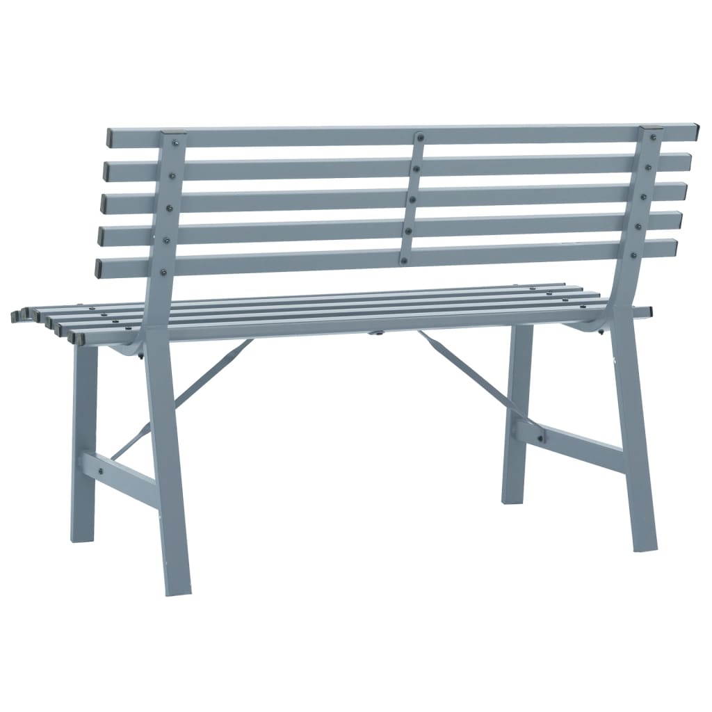 vidaXL Градинска пейка, 110 см, стомана, сива