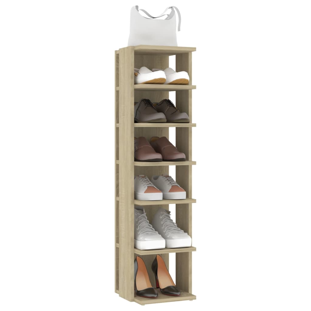 vidaXL Шкаф за обувки, дъб сонома, 27,5x27x102 см, инженерно дърво